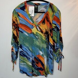 NWT Pure Women's Colorful Abstract Blouse pretty